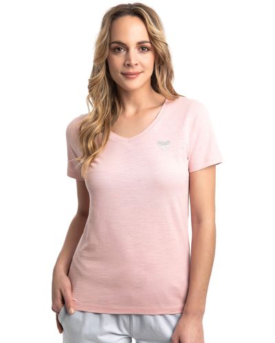 ROADSIGN australia T-Shirt Heart (, 1-tlg) mit V-Ausschnitt & Print, 100 % Baumwolle - Pink