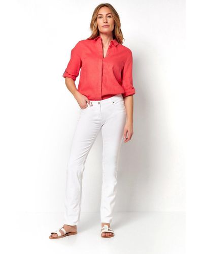 Toni 5-Pocket-Jeans Perfect Shape mit Schmückung auf den Hinterhosentaschen - Rot