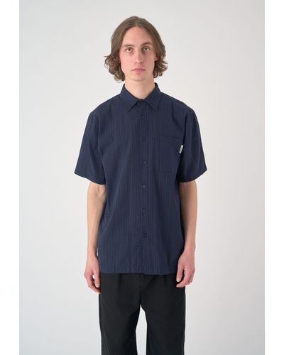 CLEPTOMANICX Kurzarmhemd Tourist im einfarbigen Design - Blau