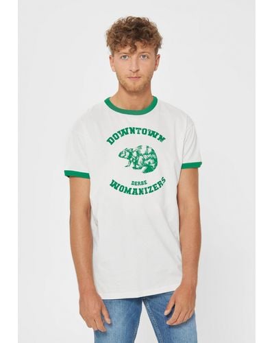 Derbe T-Shirt Town Nachhaltig, Organic Cotton, auffälliger Print, abgesetze Farbdetails - Grün