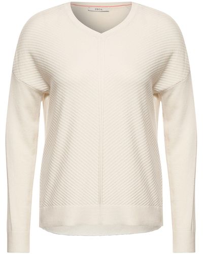 Cecil Sweatshirt Structured V-Neck Pullover - Natur