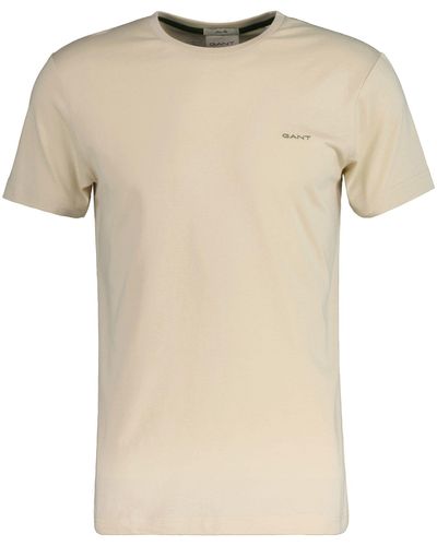 GANT T-Shirt - CONTRAST LOGO, Rundhals, kurzarm - Natur