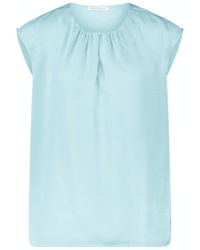BETTY&CO Kurzarmbluse Bluse Kurz ohne Arm - Blau