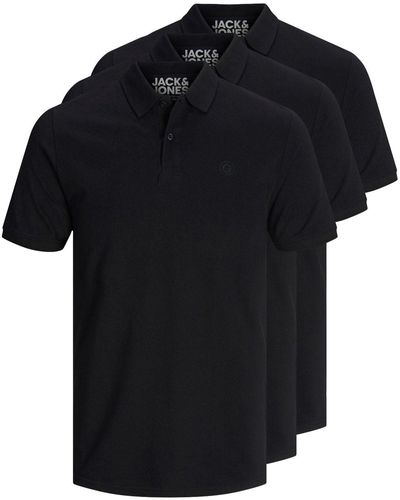 Jack & Jones Poloshirt Basic (3-tlg., 3er Pack) slimfit / figurbetont geschnitten - Schwarz