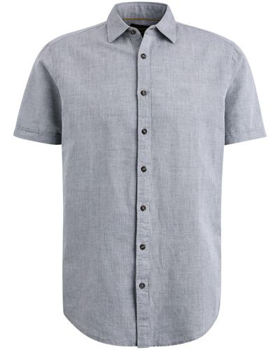 PME LEGEND Langarmhemd Short Sleeve Shirt Ctn Linen 2tone - Grau