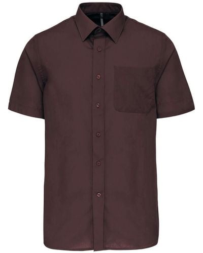 Kariban Langarmhemd Hemd Kurzarm Business Basic Poplin Shirt Freizeithemd - Braun