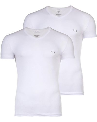 Armani Exchange T-Shirt, 2er Pack- V-Neck, Kurzarm, Logo - Blau