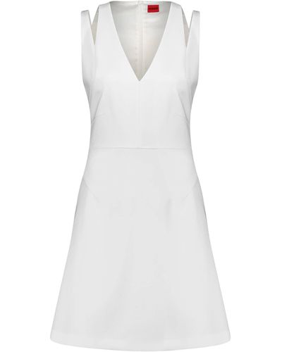 HUGO Trägerkleid Kleid KARNINA Regular Fit (1-tlg) - Weiß
