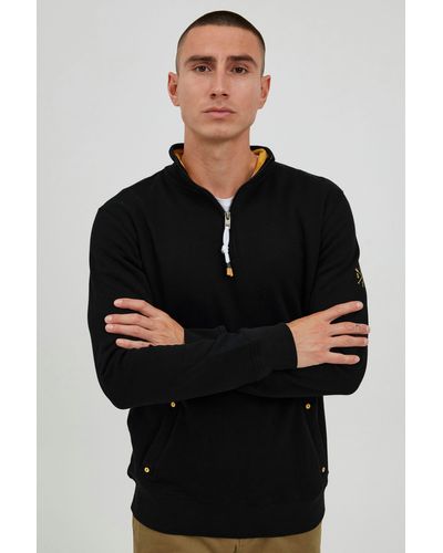 Solid Sweatshirt SDKaran Moderner Sweater mit Troyer-Kragen - Schwarz
