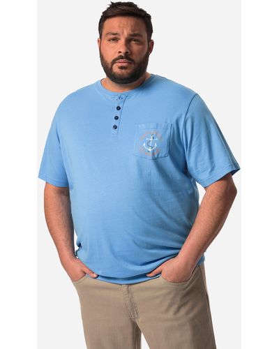 Boston Park T-Shirt Henley Halbarm Bauchfit bis Gr. 84/86 - Blau