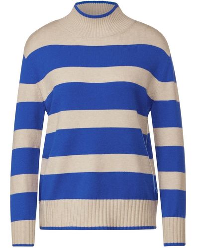 Street One Sweatshirt LTD QR striped sweater, fresh intense gentle blue - Blau