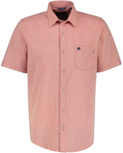 Lerros Kurzarmhemd Unifarbenes Baumwoll-Leinenhemd - Pink