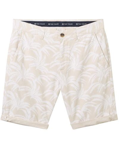 Tom Tailor Stoffhose regular printed chino shorts - Weiß