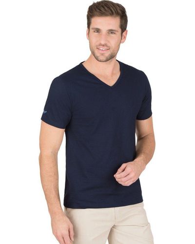 Trigema T- V-Shirt aus 100% Bio-Baumwolle (kbA) (1-tlg) - Blau