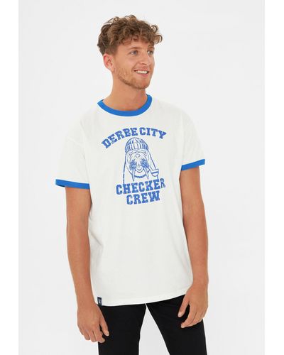 Derbe T-Shirt City Nachhaltig, Organic Cotton, auffälliger Print, abgesetze Farbdetails - Weiß