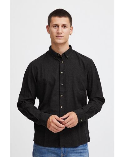 Blend Langarmhemd Weiches Freizeithemd Denim Knopf Shirt Einfarbig BH Bugley 6642 in Schwarz