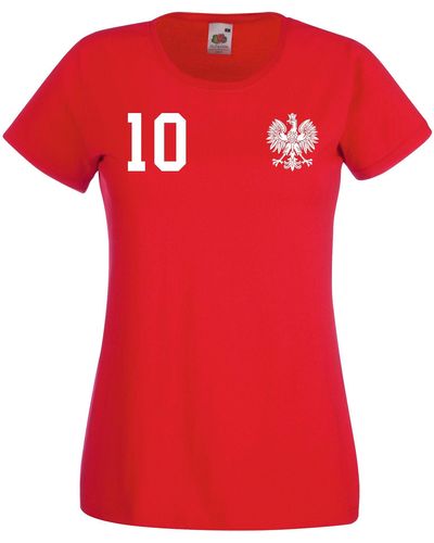 Youth Designz Polen T-Shirt im Fußball Trikot Look mit trendigem Motiv - Rot
