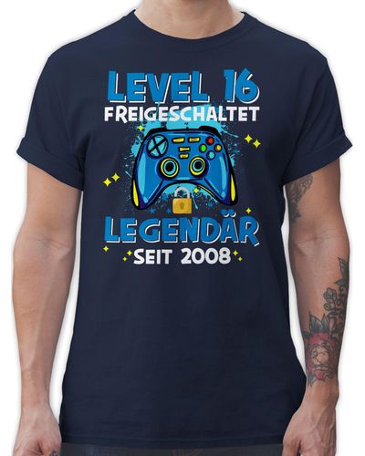Shirtracer T-Shirt Level freigeschaltet Legendär seit 2008 16. Geburtstag - Blau