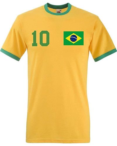 Youth Designz Brasilien T-Shirt im Fußball Trikot Look mit trendigem Motiv - Gelb