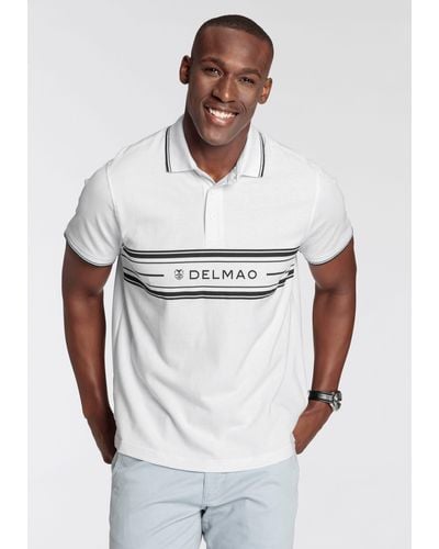 Delmao Poloshirt mit Print - Weiß