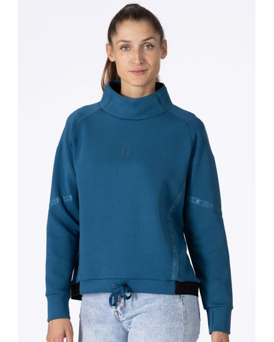 DEPROC Active JETTE CS WOMEN Sweatshirt vorne etwas kürzer, Kordelzug am Bund - Blau