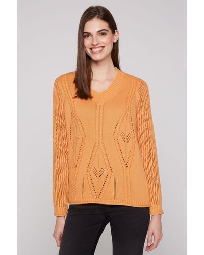 SOCCX V-Ausschnitt-Pullover aus Baumwolle - Orange