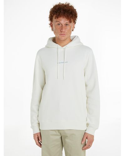 Calvin Klein Kapuzensweatshirt MONOLOGO HOODIE mit Logoschriftzug - Weiß