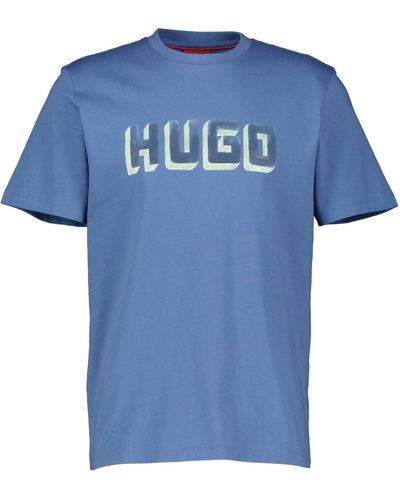HUGO T-Shirt DAQERIO Regular Fit (1-tlg) - Blau