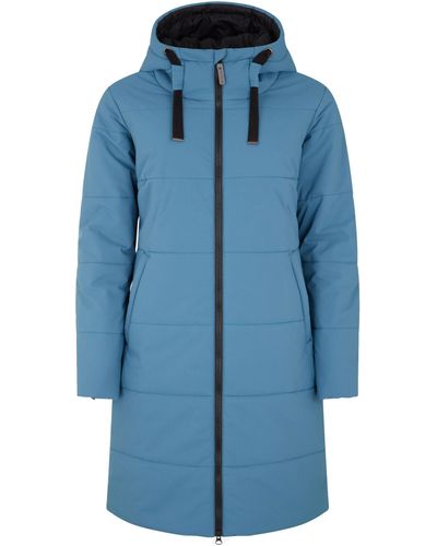 Elkline Winterjacke Comfort leichter langer Mantel, 2-Wege-Reißverschluss - Blau