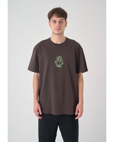 CLEPTOMANICX T-Shirt Sketch Type mit tollem Frontprint - Grau