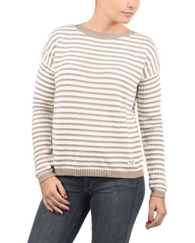 Desires Strickpullover Hilde Strickpulli in Streifen Optik - Grau