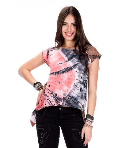 Cipo & Baxx T-Shirt in Batik Look - Rot