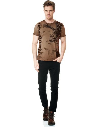 Rusty Neal T-Shirt mit Adler-Print - Braun