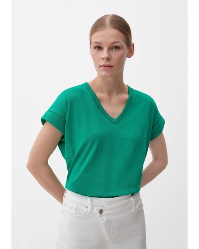 S.oliver Kurzarmshirt T-Shirt mit Zierborte in Weiß | Lyst DE