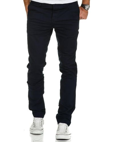 REPUBLIX Chinohose Regular Slim Hose Jeans Chino - Blau