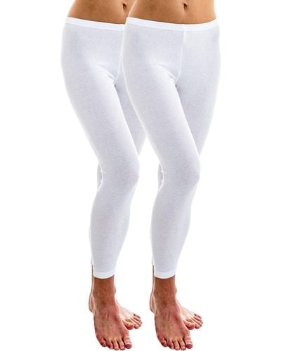 HERMKO Leggings 1720 2er Pack aus 100% Bio-Baumwolle, Legging - Weiß