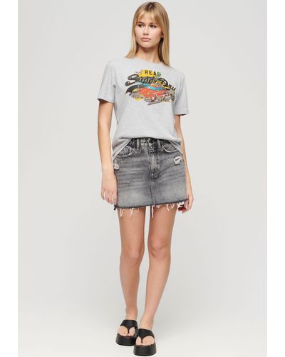 Superdry Kurzarmshirt LA VL GRAPHIC RELAXED TEE - Weiß