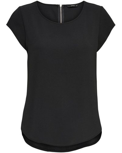ONLY Blusenshirt Einfarbige Kurzarm Bluse T-Shirt Oberteil ONLVIC (1-tlg) 4043 in Schwarz
