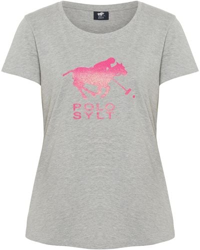 Polo Sylt Print-Shirt mit Glitter-Logo - Grau