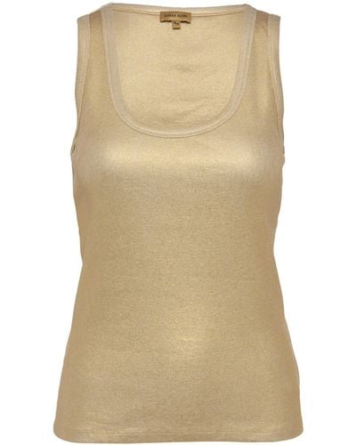 Sarah Kern Stricktop Unterhemd Figurbetont mit allover goldfarbener Beschichtung - Natur