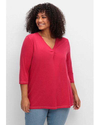 Sheego 3/4-Arm-Shirt Große Größen in leichter A-Linie - Rot