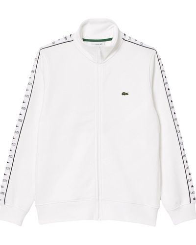 Lacoste Sweatjacke Jacke Jogging-Sweatshirt mit Logostreifen und (1-tlg) - Weiß