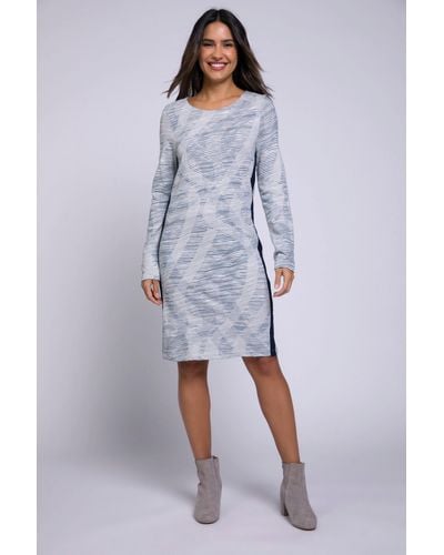 Gina Laura Jerseykleid Kleid Jacquard-Qualität Langarm - Blau