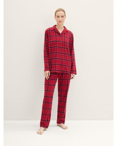 Tom Tailor Schlafhose Pyjama mit Karomuster - Rot