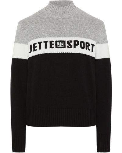 Jette Sport Strickpullover mit Logo-Schriftzug - Schwarz