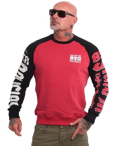 Yakuza Sweatshirt Fck Two Face mit Colorblocking und Raglanärmeln - Rot