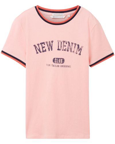 Tom Tailor Kurzarmshirt print T-Shirt - Pink