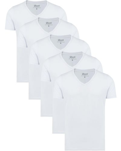 Yazubi Modisches Mythic (Spar-Set, 5er-Pack) bequemes T-shirt mit V-Ausschnitt - Weiß