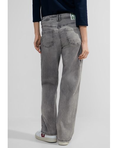 Cecil Gerade Jeans High Waist - Grau