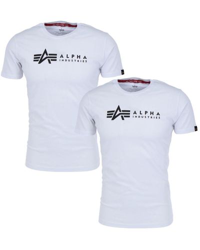 Alpha Industries Industries Print-Shirt Alpha Label T Pack (2-tlg) - Blau
